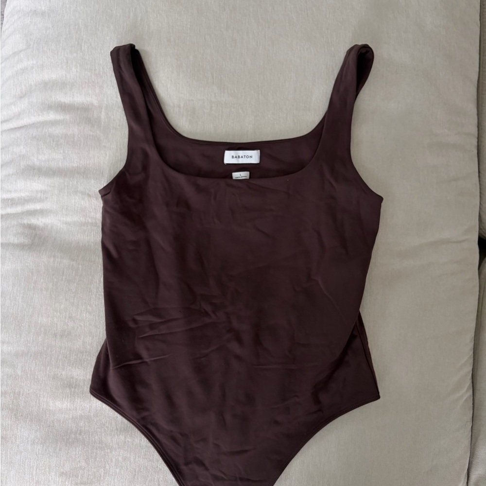 Babaton Deep Brown Scoop Neck Bodysuit
